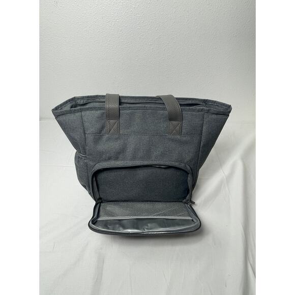 Eco One Gray Insulated Tote Bag - Zip Top with Exterior Water Bottle Holder - Picture 6 of 6